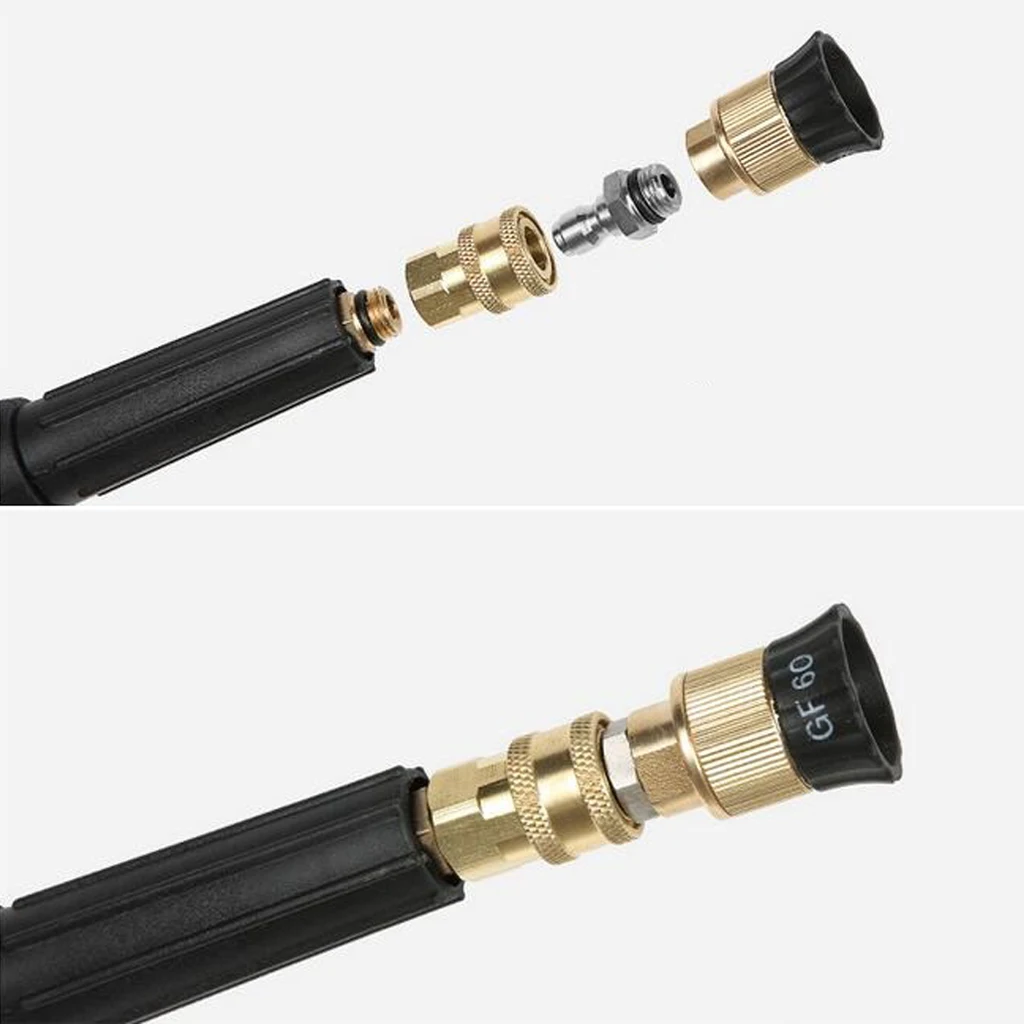 2pcs Garden Hose Quick Connector 1/4 Inch Brass & Stainless Easy Connect Fitting Male and Female Set