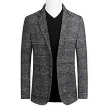 Для мужчин s весна осень формальная куртка мужчин плед Slim Fit Блейзер Homme