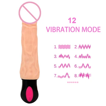 12 Mode Flexible Soft Silicone Huge Realistic Dildo Vibrator Female Masturbation Heating Vagina Massager Sex Toys for Woman 6
