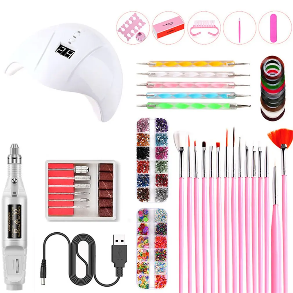 

USB Smart Sensor Nail Lamp UV LED Lamp Dryer Phototherapy Manicure Tools Set Electric Nail Drill Manicure Tool freeshipping