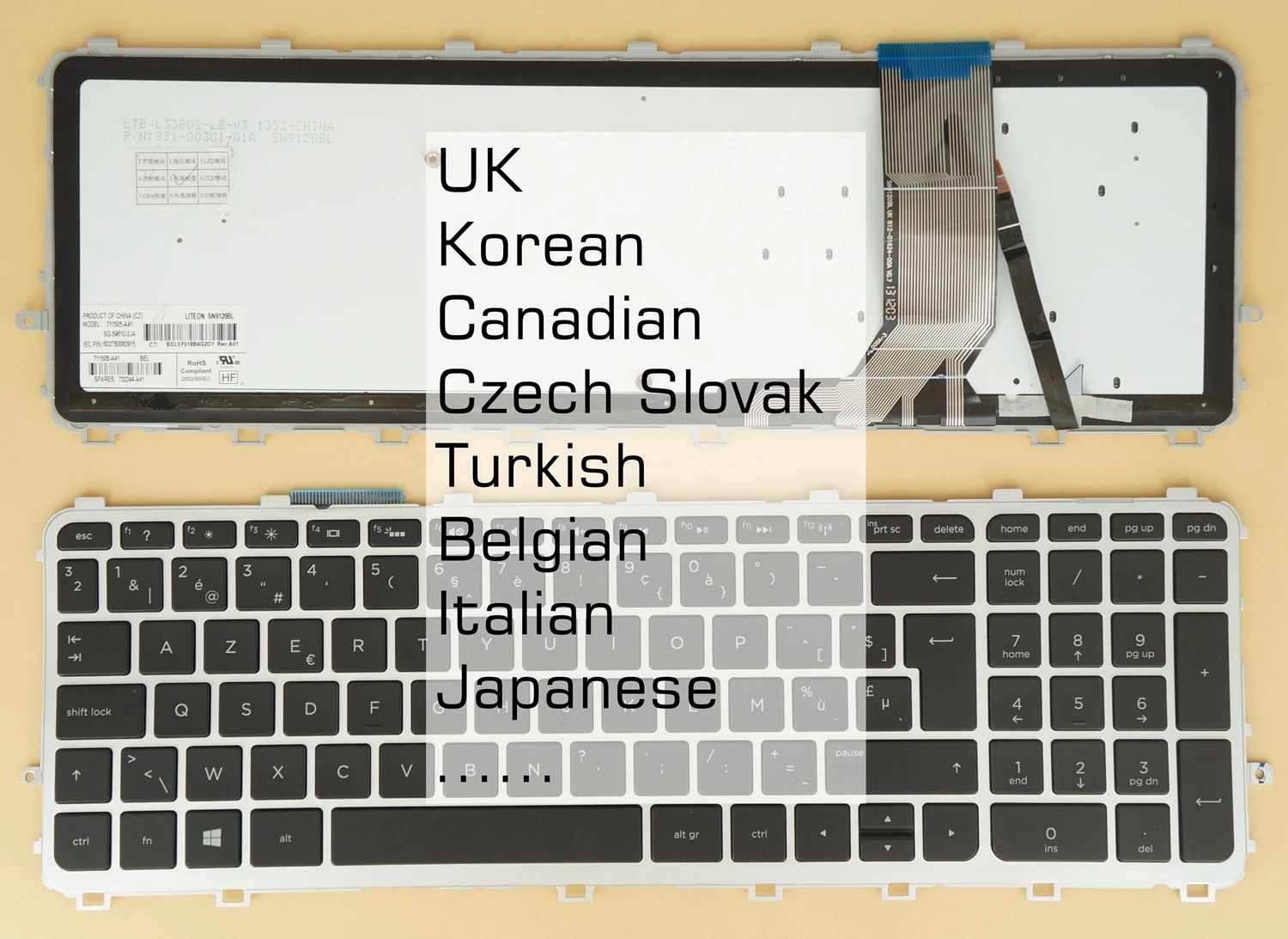 UK KR CA CZ SK TR BE IT JA Keyboard for HP 711505- 720244- 720245- 736685- 031 061 141 291 A41 AD1 DB1 FL1 6037B0082915 Backlit |