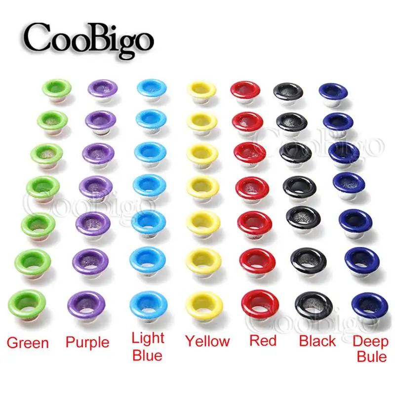Mixed Color Metal Eyelets Garment Eyelet Scrapbooking Shoes Belt Cap Bag Tag Fashion Leather DIY Craft Accessory Hole 5mm 100pcs eyelet grommet ring