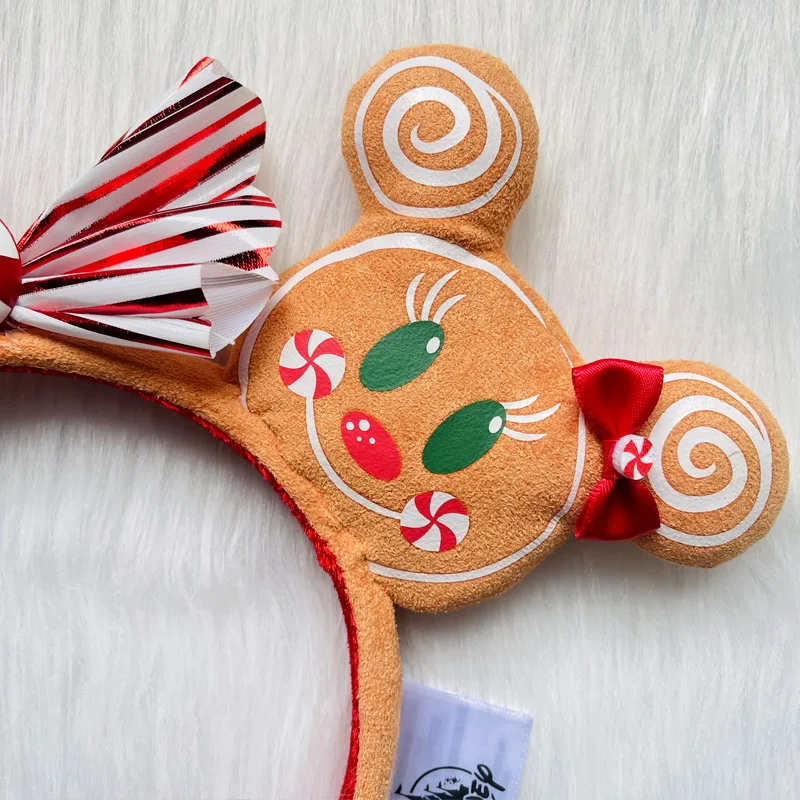 Disney Christmas Mickey Mouse Gingerbread Candy Headband Ears Disneyland Minnie Christmas Decoration Gifts