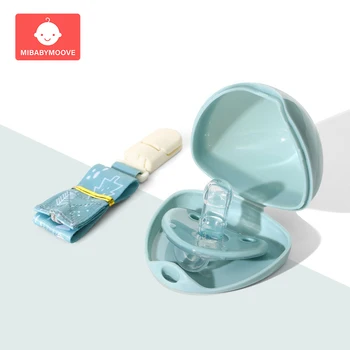 

3pcs/set Baby Pacifier Silicone Round Nipple+Pacifier Clip Chain +Soother Case Newborn Nipple Storage Box Container 0-18 months