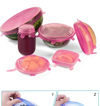 

3/6/12PCS/Set Reusable Food Packaging Cover Silicon Food Fresh-Keep Sealing Cap Vacuum Stretch Silicone Lids Kitchen Silicone