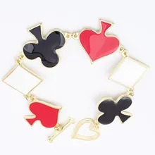 Ювелирные изделия Модные браслеты дружбы металлические покерные карты Spade Клубные браслеты в форме сердца для женщин эмалевый браслет Femme Bileklik