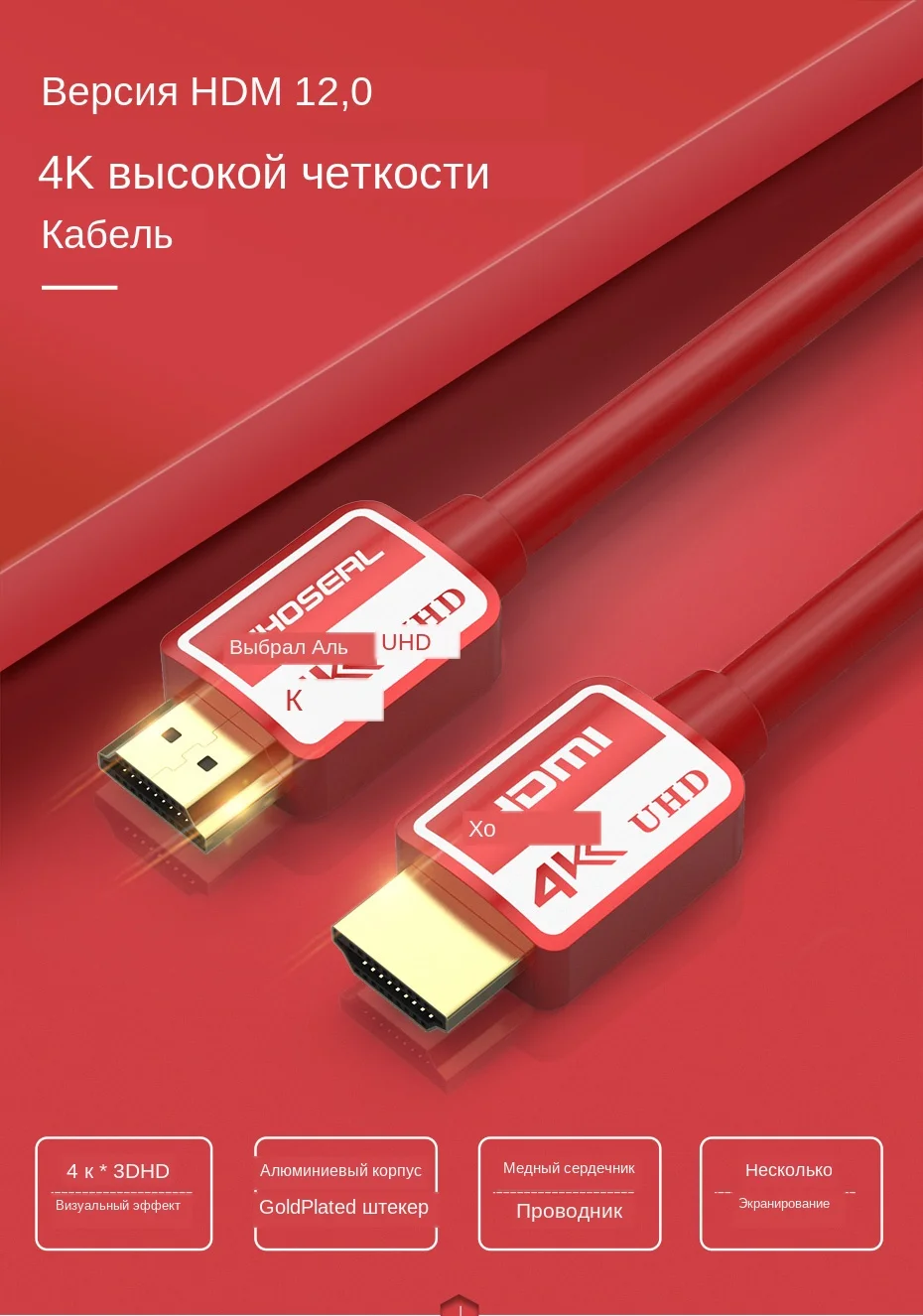CHOSEAL 4K HDMI кабель 2,0 HDMI к HDMI кабель 3D Поддержка дисплея для DVD tv BOX PS3/4 Xiaomi проектор Ethernet HDMI шнур