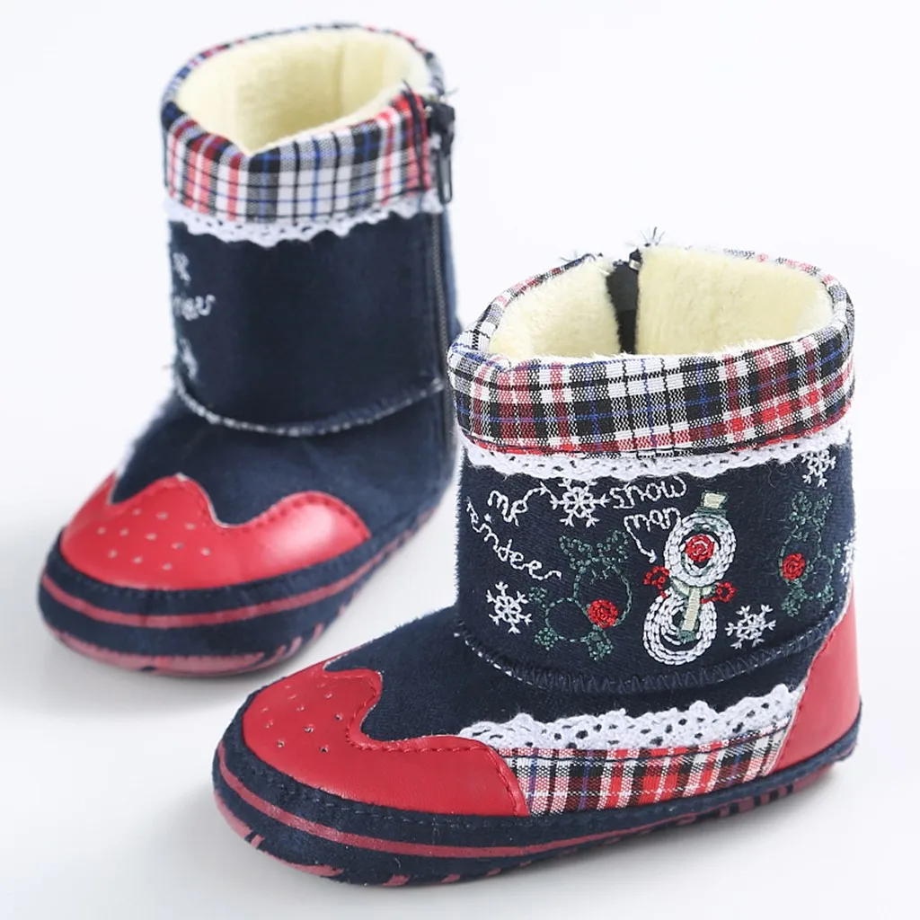 Зимняя Теплая обувь для маленьких девочек и мальчиков; удобная обувь для первых шагов; нескользящая Новогодняя обувь для новорожденных; ботиночки;# Y3 - Цвет: G