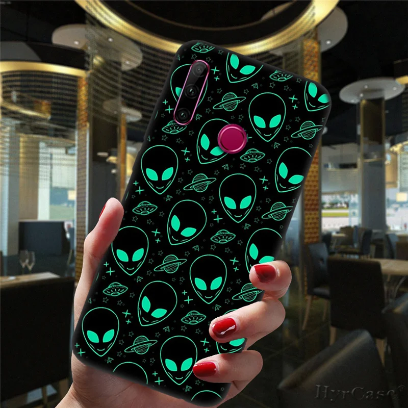 Fashion Cute Cartoon Alien Space Black Phone Case For Huawei Honor 10i 20i 30i 9 10 20 30 10X Lite Pro 9X 8X 8C Silicone Cover huawei snorkeling case Cases For Huawei