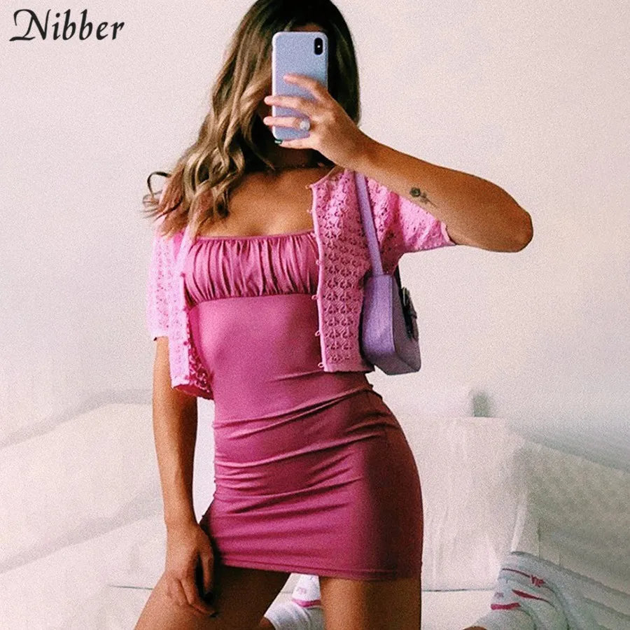 Nibber elegant red black lace up bodycon mini dress for womens 2020 summer fashion ladies beach casual vacation Harajuku dress