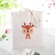 Холщовая Сумка-тоут с милым животным узором, сумка для ежедневного использования текста DIY, пользовательский принт логотипа, экологический многоразовый перерабатываемая сумка для покупок