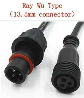 10 пар 3 Core-30cm длинный черный косичка мужской и женский водонепроницаемый IP65 13,5 мм разъем для Светодиодный Smart Pixel огни - Цвет: 13.5mm-30cm