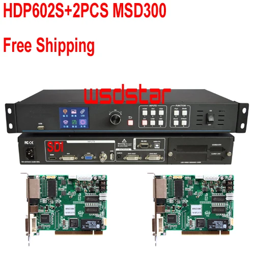 HDP602S+ 2 шт. MSD300 USB& SDI светодиодный видео процессор Вход USB/SDI/HDMI/DVI/VGA/CVBS 1920*1200 1920*1080 светодиодный экран в аренду видео процессор работать с MRV300Q MRV330Q Лидер продаж
