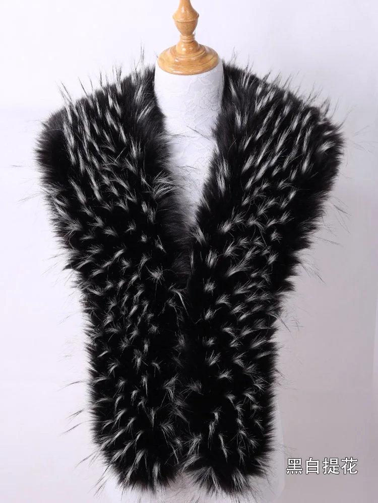 Qearlstar Супер Роскошный искусственный мех енота шарф 160*20 см зимняя куртка пальто меховой Декор утепленный теплый палантин шаль воротник ZKG10