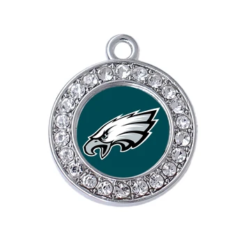 

Popular rhinestone inlaid enamel mirror Philadelphia football sports team label metal pendant