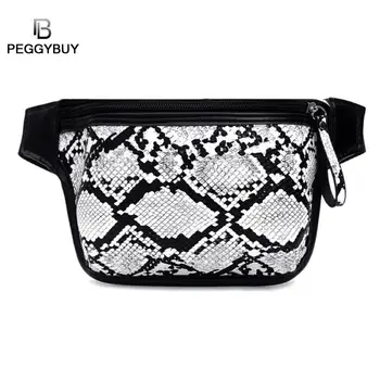 

Women Waist Pack Serpentine Bag Fanny Pack Leather chest Bag Phone Pouch Fanny Chest Packs Female Fashion Snake Skin Belt Bag