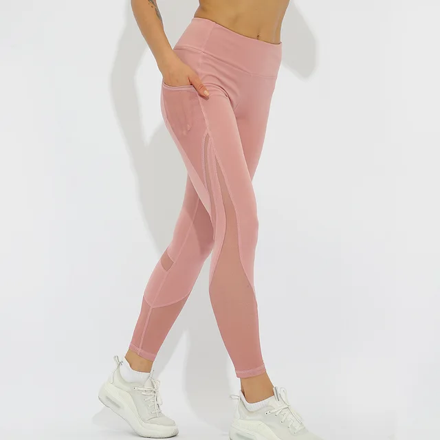 SALSPOR Leggings Pink Color Solid High Waist Fitness Women Heart Workout Leggins Femme Fashion Patchwork Ankle Length Pants New 4