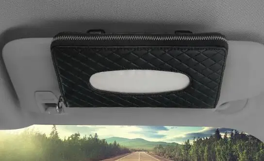 Черный car Tissue Box Napkin Holder Auto Paper Cover Case Organizer Towel Holder Kleenex Boxes - Название цвета: Черный