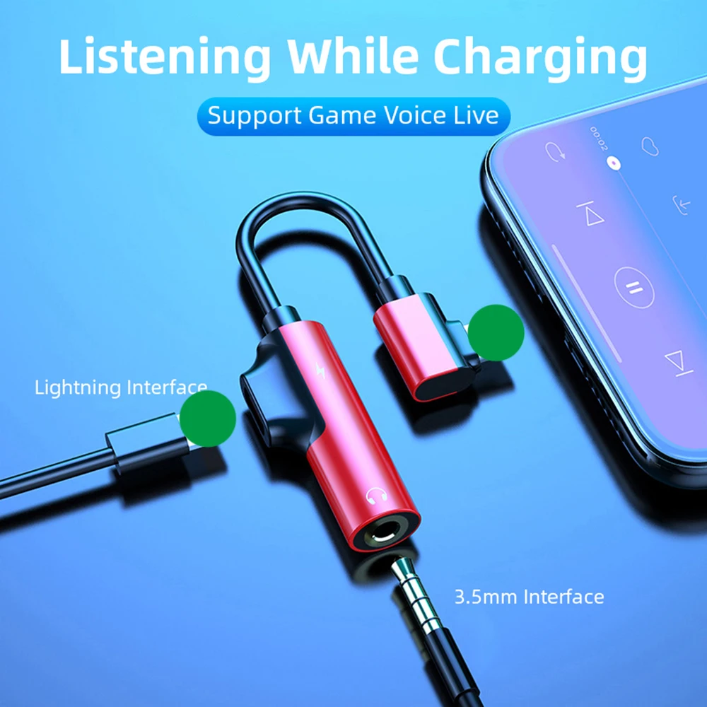Универсальный двойной адаптер Lightning type C до 3,5 мм для зарядки 2 в 1 Aux аудио для iPhone X XS конвертер наушников адаптер для наушников