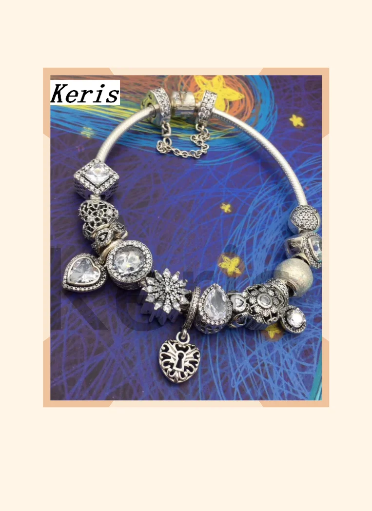 

High Quality Replica 1:1 100% Silver Set Gem Charm Pendant Chain Bracelet Free Delivery