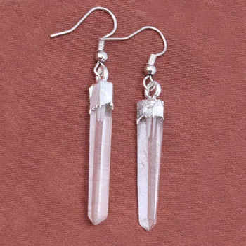 

KFT Wholesale Natural Healing Stone Earring Irregular Clear Quartz Rock Crystal Dangle Stone Earrings Women Fashion Jewelry