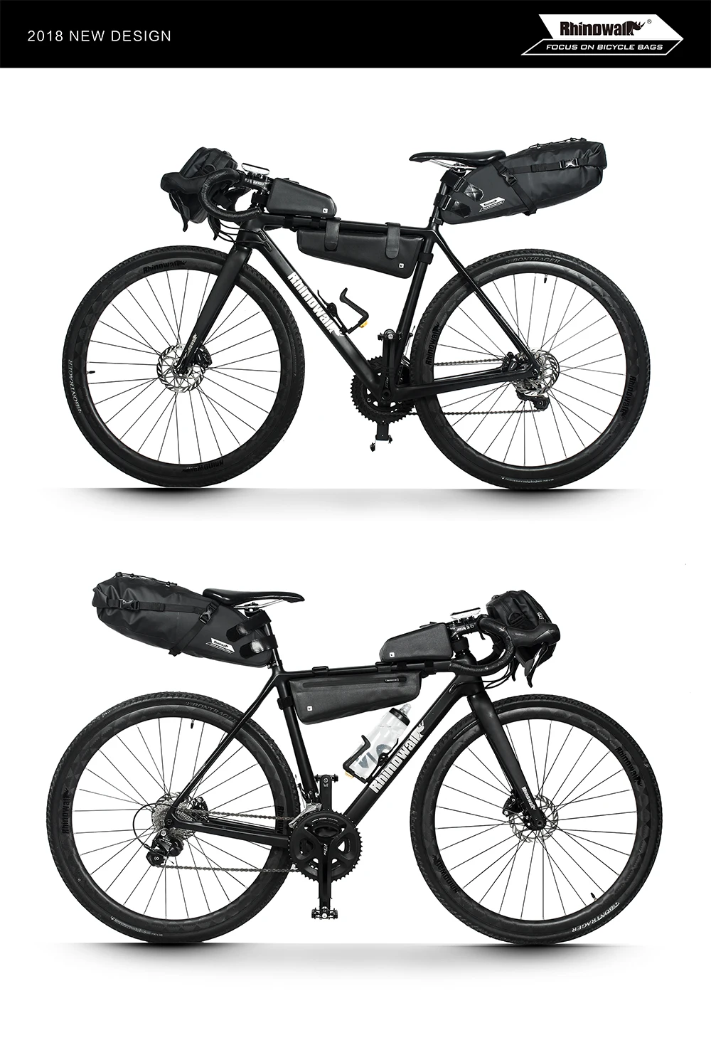 Rhinowalk จักรยานกันน้ำจักรยานกระเป๋าสะท้อนแสงพับเก็บได้ขนาดใหญ่ด้านหลังถุงจักรยาน MTB Trunk Pannier สีดำ