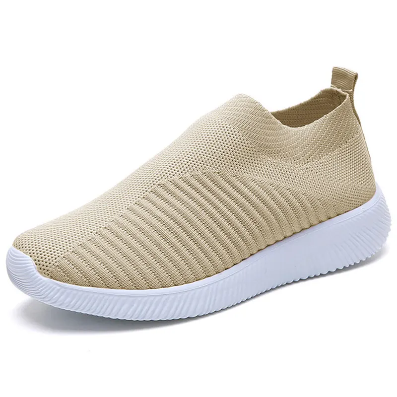 hmy 23 khaki Женские белые кроссовки; женская трикотажная Вулканизированная обувь; Повседневные слипоны на плоской подошве; дамские носки; летние кроссовки; tenis feminino; - Цвет: hmy 23 khaki