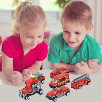 

Children'S Educational Toys 6Pcs Fire Truck Styling Toys 1:64 Alloy Diecast Vehicle Models Collection Kids Toys