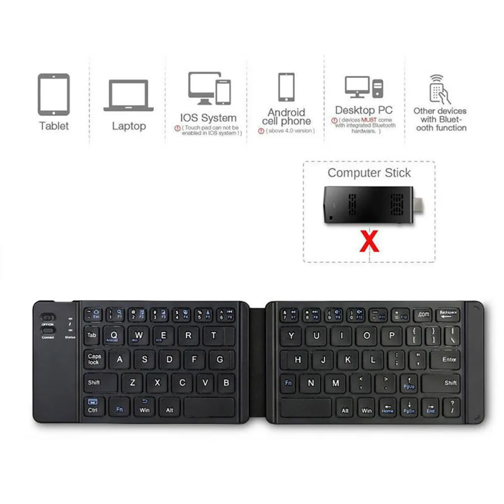 Удобная Bluetooth 3,0 складная клавиатура Bluetooth светильник клавиатура и игровая клавиатура складная BT беспроводная клавиатура для телефона ноутбука