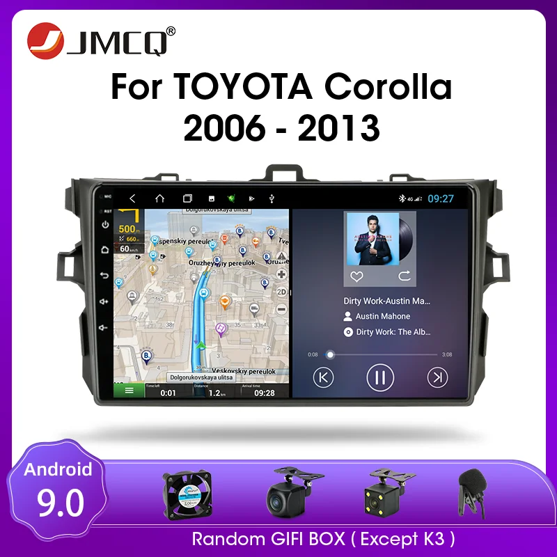 Автомагнитола JMCQ для Toyota Corolla E140/9 0 150-2006 мультимедийное видео 2 din 4 + 64 ГБ RDS DSP