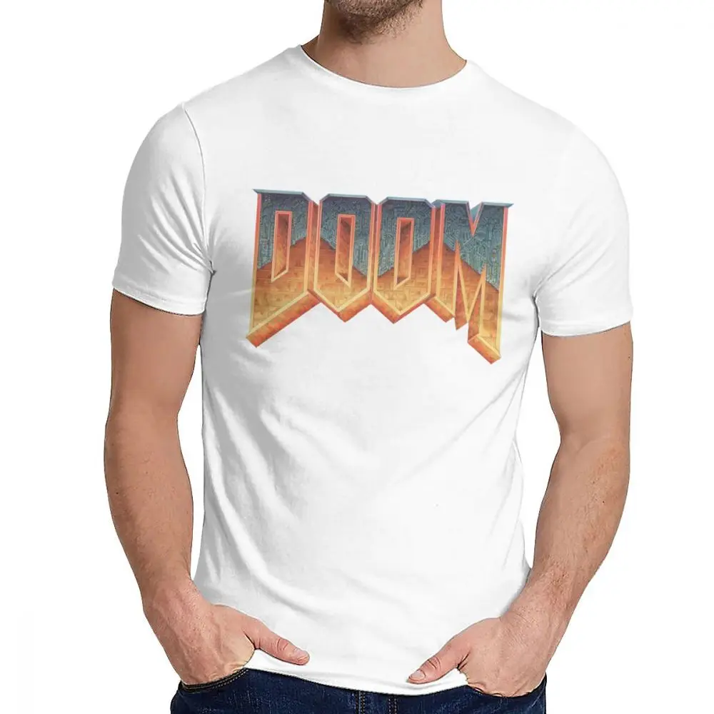 Графический принт Doom видео игры Homme Футболки для мальчиков и девочек летом прохладно человек из органического хлопка, футболка, рубашка с круглым воротником - Цвет: Белый