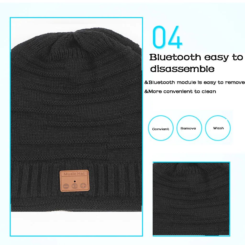 С наушниками, Bluetooth бини шапка музыкальная вязаная шапка Кепки с громкой связью Bluetooth стерео наушники блютуз наушники Беспроводной наушники# E30