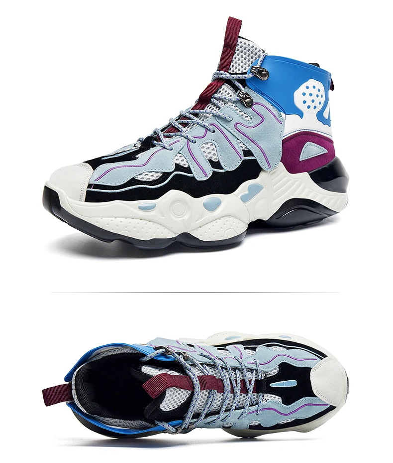 Уличная трендовая хип-хоп Баскетбольная обувь, мужская спортивная обувь, смешанные цвета, ультра высокие уличные баскетбольные кроссовки, тренировочная обувь