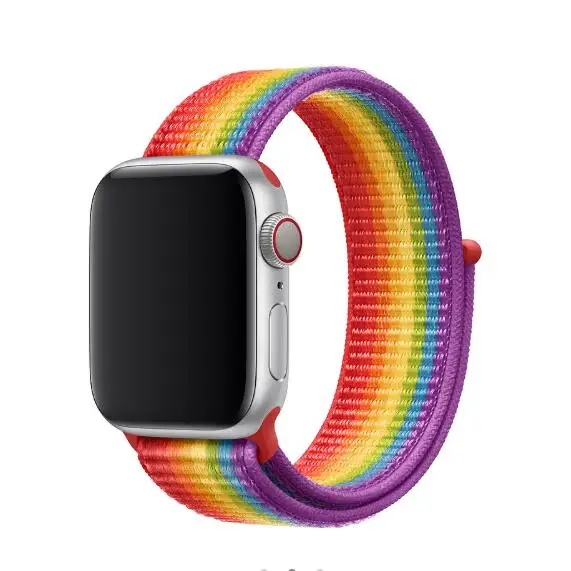 38 мм 42 мм 40 мм 44 мм ремешок для apple watch series 1 2 3 тканый нейлоновый ремешок для iWatch 4 5 с красочным узором Классическая пряжка - Цвет ремешка: Rainbow