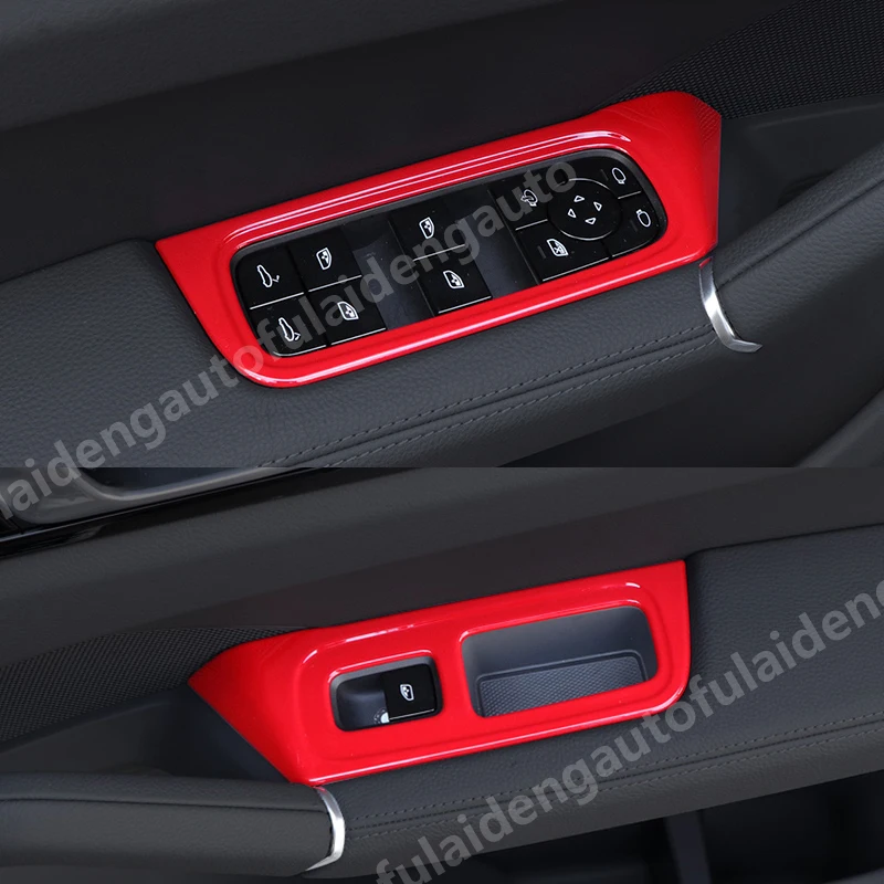 4pcs For Porsche Cayenne Matte ABS Carbon Fiber Interior Window Lift Button Frame Cover Trim Car Accessories