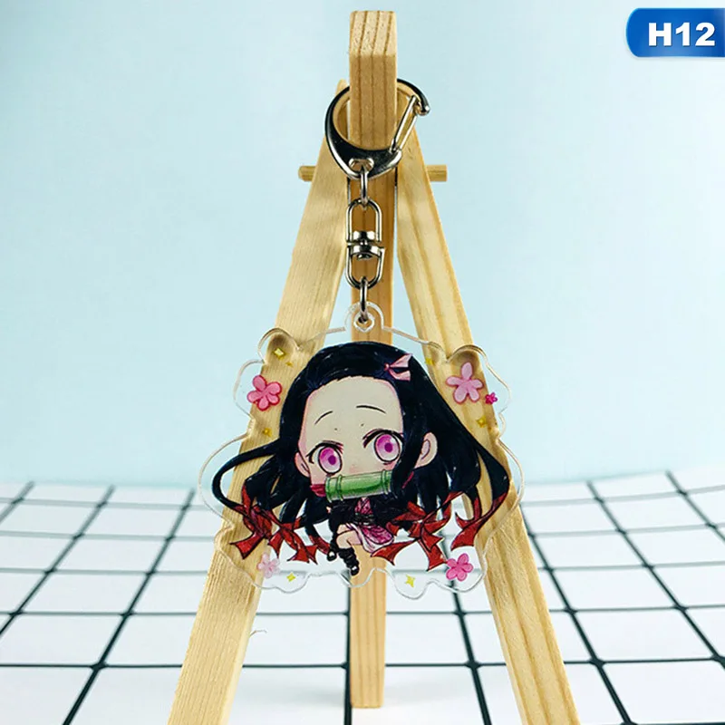 KEY4779H12 Аниме демон убийца Kimetsu no Yaiba акриловый брелок для ключей гоночные ремни - Цвет: KEY4779H12