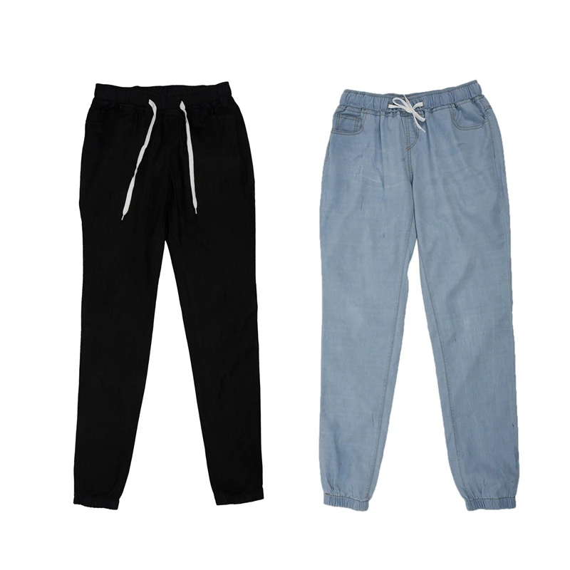 2 Pcs Women Casual Jogger Pants Drawstring Elastic Waisted Jeans Solid Ladies Denim Pants Slim Leggings Pants XXL, Light Blue & 2 Pcs Women Casual Jogger Pants Drawstring Elastic Waisted Jeans Solid Ladies Denim Pants Slim Leggings Pants XXL, Light Blue &