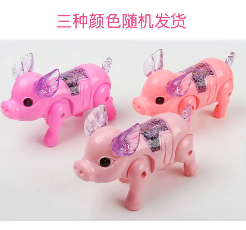 Douyin горячая Распродажа Детский Электрический поводок свиная кожа ходьба музыка Сияющий поросенок онлайн знаменитостей ходьба свиная кожа игрушка стойло ночной марке