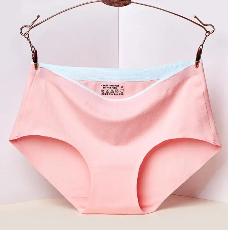 pink Новые Мягкие Бесшовные трусики для девочек, нижнее белье из хлопка для девушек, одноцветное нижнее белье женский сексуальный бесшовный трусики - Цвет: pink