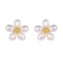 Милые жемчужные серьги с ромашками для женщин, интимная бусина, цветочные серьги, ювелирные изделия для ушей, роскошные медные серьги для ушей, серьги-гвоздики