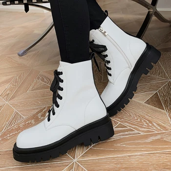

Brand New Genuine Leather Chunky Heels Skidproof Rubber Sole Work Cow Skin Ankle Boots Fashion Winter Boots Shoes Women