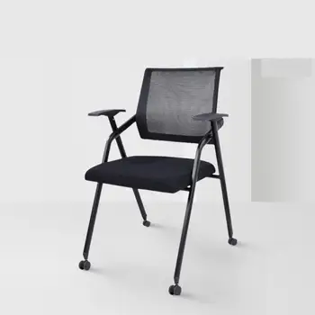 

Net Cloth Office Chair Fixed Armrest Computer Steel Foot Folding Training Simple Conference