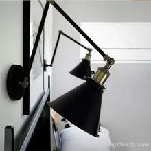 Industrial Retro lámpara de pared con brazo largo creativo nostálgico retráctil mesita de noche luces de pared comedor café hierro Led iluminación de pared