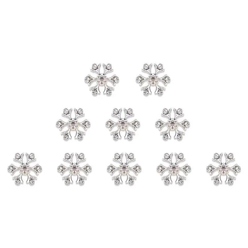 10pcs DIY Snowflakes Xmas Tree Design Christmas Metal Diamonds Nail Stickers Manicure Art Charming Tool