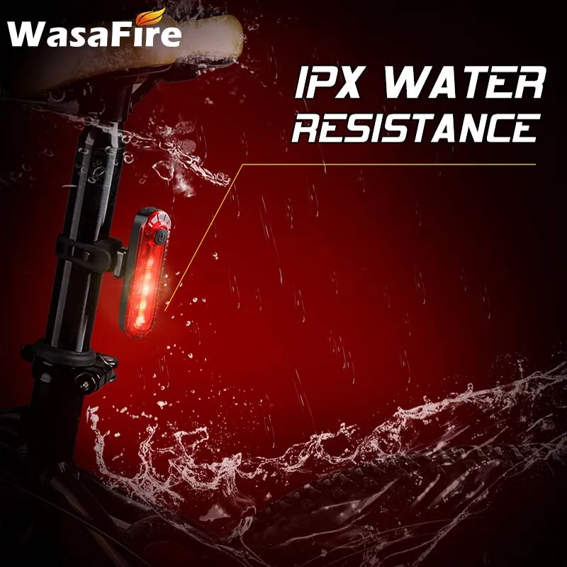 WasaFire, USB Перезаряжаемый велосипедный задний светильник Предупреждение ющий о безопасности, велосипедный задний светильник, 4 режима, светодиодный велосипедный задний светильник, Предупреждение Лампы Безопасности