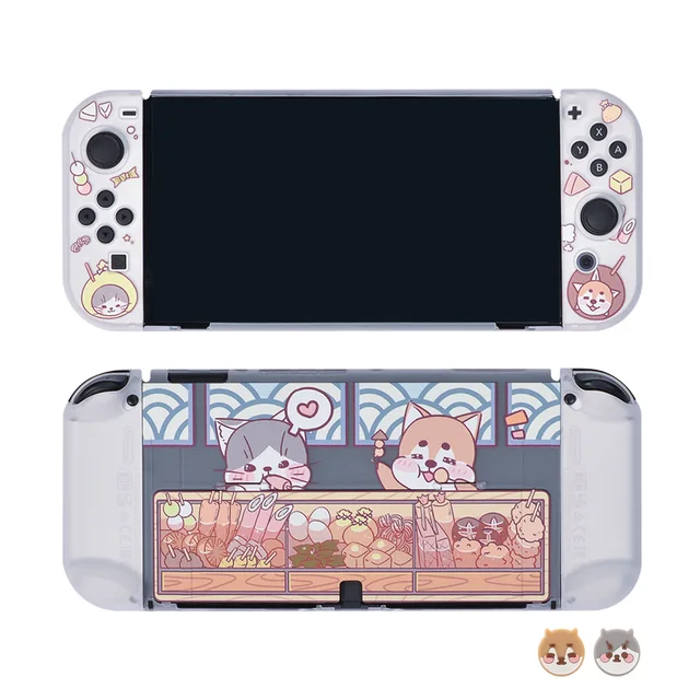 For Nintendo Switch OLED Cute Cartoon Anime Case Joy Con Controller Shell Kawaii Pink Soft Silicone Protective Cover Accessories F