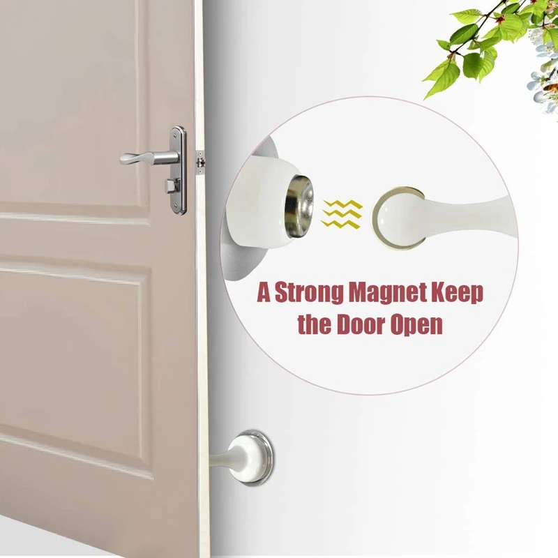 

HTHL-Door Stopper, 2 Pack Magnetic Door Stop White, Stainless Steel Door Catch, Double-Sided Self Adhesive Tape, Door Holder Doo