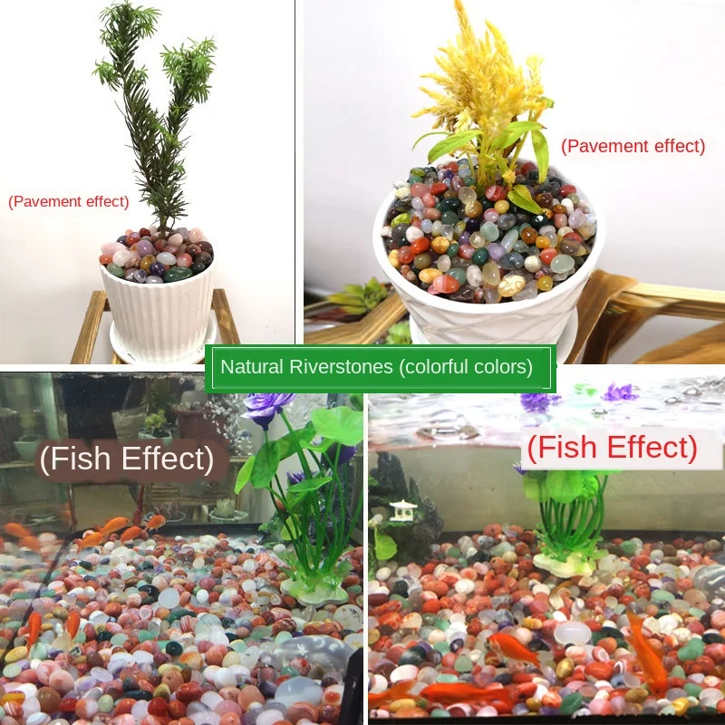 Decorative Stones 500g Natural Agate Original Stone Small Colorful Agate Rain Flower Stone Pebble Fish Tank Hydroponic Potted Decoration E11367