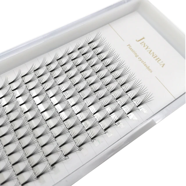 JINYANHUA 2d 3d Soft Natural Mink Eyelashes 3/12row Handmade Premade Volume Fans Eyelash Extension Maquillage Femme False Lashes 5D 12rows