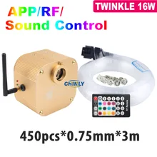 16 Вт мерцающий волоконно-оптический светильник Smart Bluetooth приложение управление Звездный эффект музыкальное управление Автомобильный светодиодный светильник s комната потолочный светильник ing